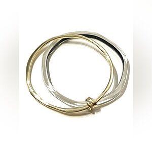 Alexis Bittar Gold Tone Clear Lucite Linked Bangle Set